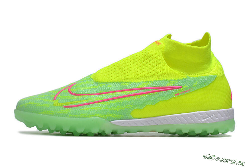 Men's Nike Phantom GX Elite DF Link TF Artificial Turf High-Tops Football Shoes - Green/Pink/White 0