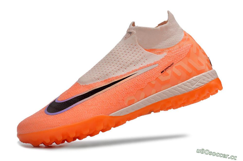 Men's Nike Phantom GX Elite DF Link TF Artificial Turf High-Tops Football Shoes - Orange/Pink/Black/Purple 5