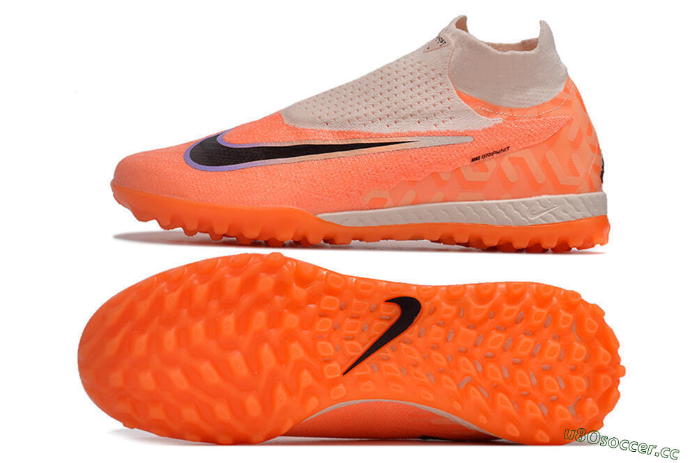 Men's Nike Phantom GX Elite DF Link TF Artificial Turf High-Tops Football Shoes - Orange/Pink/Black/Purple 1