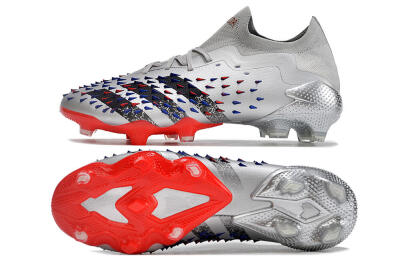 Unisex Adidas Predator Freak.1 FG Firm Ground Low-Tops Football Boots - Silver/Blue/Red/Black
