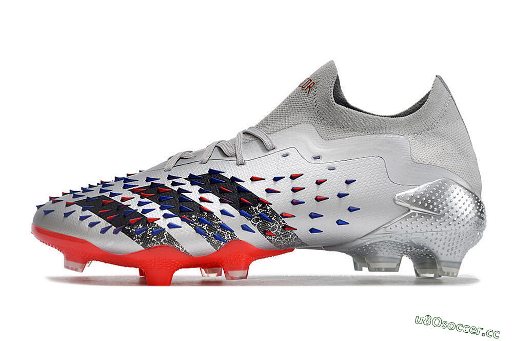 Unisex Adidas Predator Freak.1 FG Firm Ground Low-Tops Football Boots - Silver/Blue/Red/Black 0