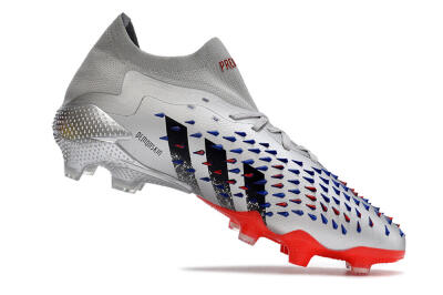 Unisex Adidas Predator Freak.1 FG Firm Ground Low-Tops Football Boots - Silver/Blue/Red/Black