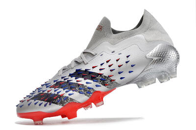 Unisex Adidas Predator Freak.1 FG Firm Ground Low-Tops Football Boots - Silver/Blue/Red/Black