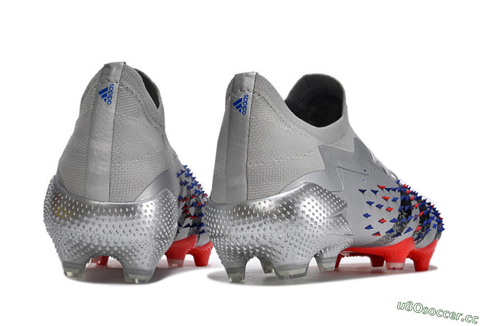 Unisex Adidas Predator Freak.1 FG Firm Ground Low-Tops Football Boots - Silver/Blue/Red/Black 6