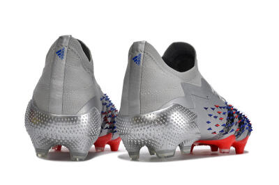 Unisex Adidas Predator Freak.1 FG Firm Ground Low-Tops Football Boots - Silver/Blue/Red/Black