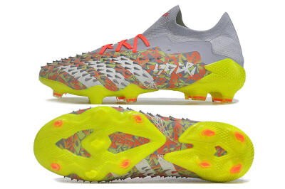 Unisex Adidas Predator Freak.1 FG Firm Ground Low-Tops Football Boots - Grey/White/Orange/Green
