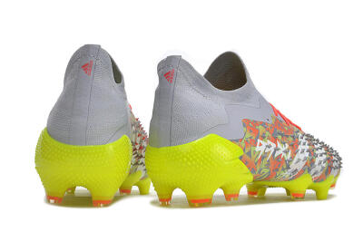 Unisex Adidas Predator Freak.1 FG Firm Ground Low-Tops Football Boots - Grey/White/Orange/Green