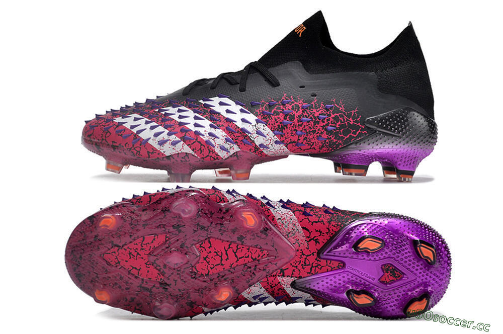 Unisex Adidas Predator Freak.1 FG Firm Ground Low-Tops Football Boots - Black/Pink/Purple 1