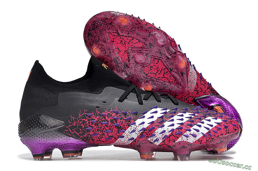 Unisex Adidas Predator Freak.1 FG Firm Ground Low-Tops Football Boots - Black/Pink/Purple 2