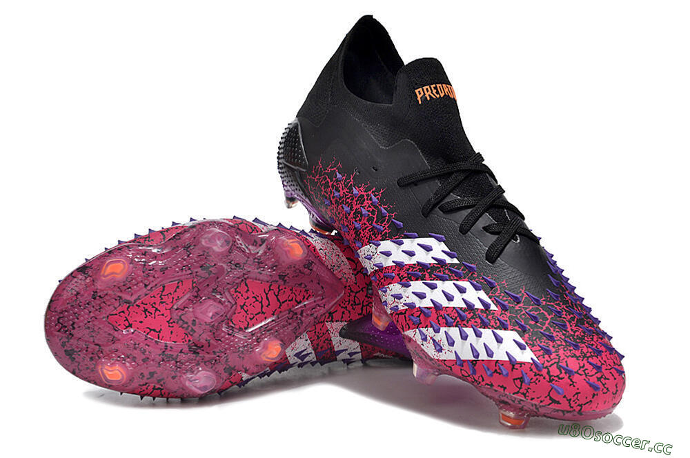 Unisex Adidas Predator Freak.1 FG Firm Ground Low-Tops Football Boots - Black/Pink/Purple 3