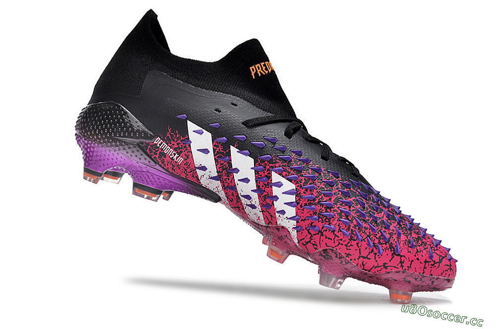 Unisex Adidas Predator Freak.1 FG Firm Ground Low-Tops Football Boots - Black/Pink/Purple 4