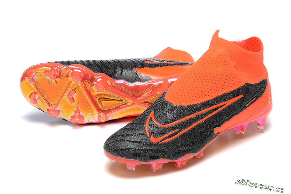 Men's Nike Phantom GX Elite FG Firm Ground High-Tops Football Boots - Orange/Black/Grey 3