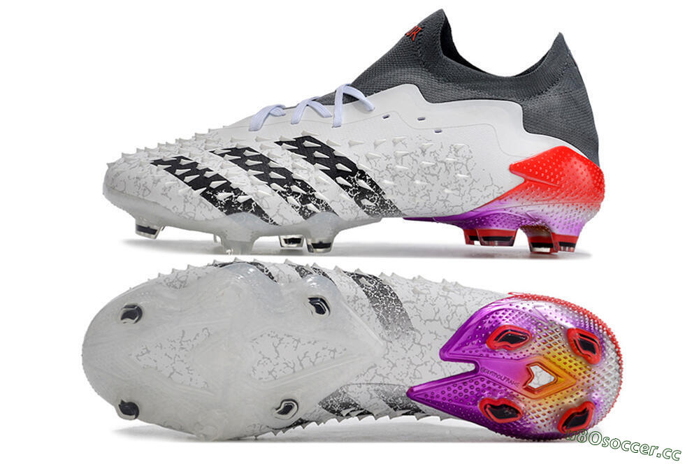 Unisex Adidas Predator Freak.1 FG Firm Ground Low-Tops Football Boots - White/Black/Grey/Red 1