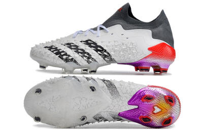 Unisex Adidas Predator Freak.1 FG Firm Ground Low-Tops Football Boots - White/Black/Grey/Red