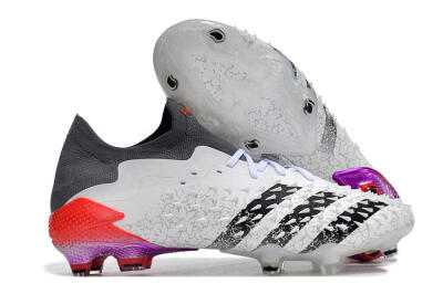 Unisex Adidas Predator Freak.1 FG Firm Ground Low-Tops Football Boots - White/Black/Grey/Red