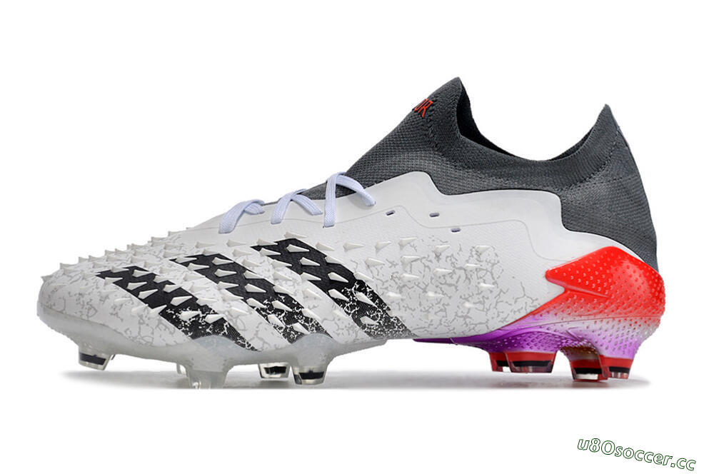 Unisex Adidas Predator Freak.1 FG Firm Ground Low-Tops Football Boots - White/Black/Grey/Red 0