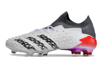 Unisex Adidas Predator Freak.1 FG Firm Ground Low-Tops Football Boots - White/Black/Grey/Red