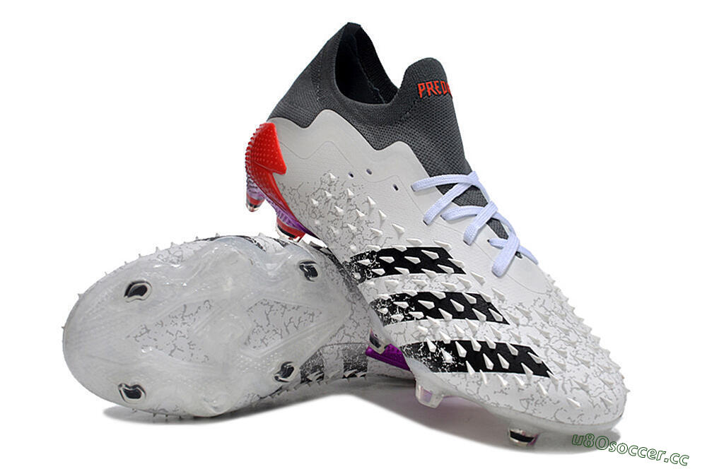 Unisex Adidas Predator Freak.1 FG Firm Ground Low-Tops Football Boots - White/Black/Grey/Red 3