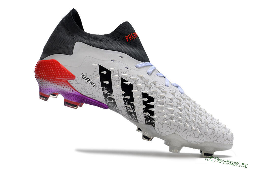 Unisex Adidas Predator Freak.1 FG Firm Ground Low-Tops Football Boots - White/Black/Grey/Red 4