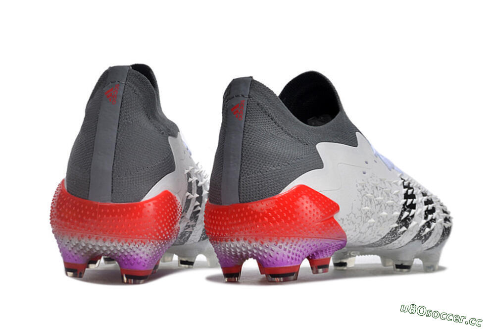 Unisex Adidas Predator Freak.1 FG Firm Ground Low-Tops Football Boots - White/Black/Grey/Red 6