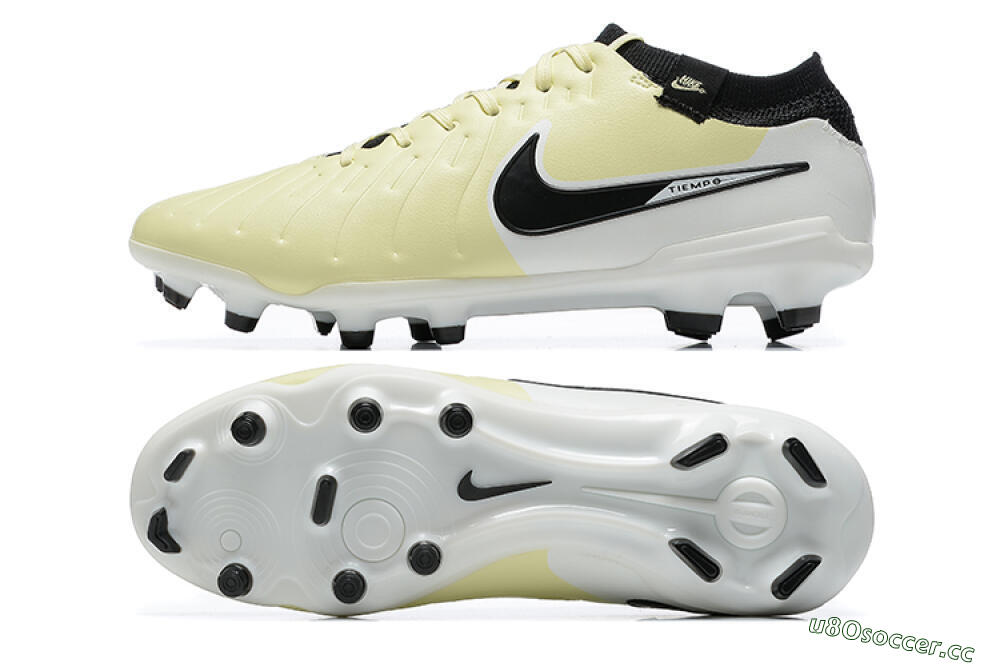 Men's Nike Tiempo Legend 10 Elite FG Firm Ground Low-Tops Football Boots - Beige/White/Black 1