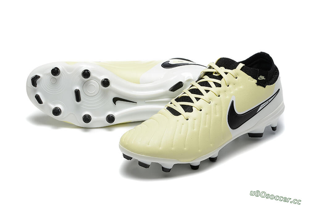 Men's Nike Tiempo Legend 10 Elite FG Firm Ground Low-Tops Football Boots - Beige/White/Black 3