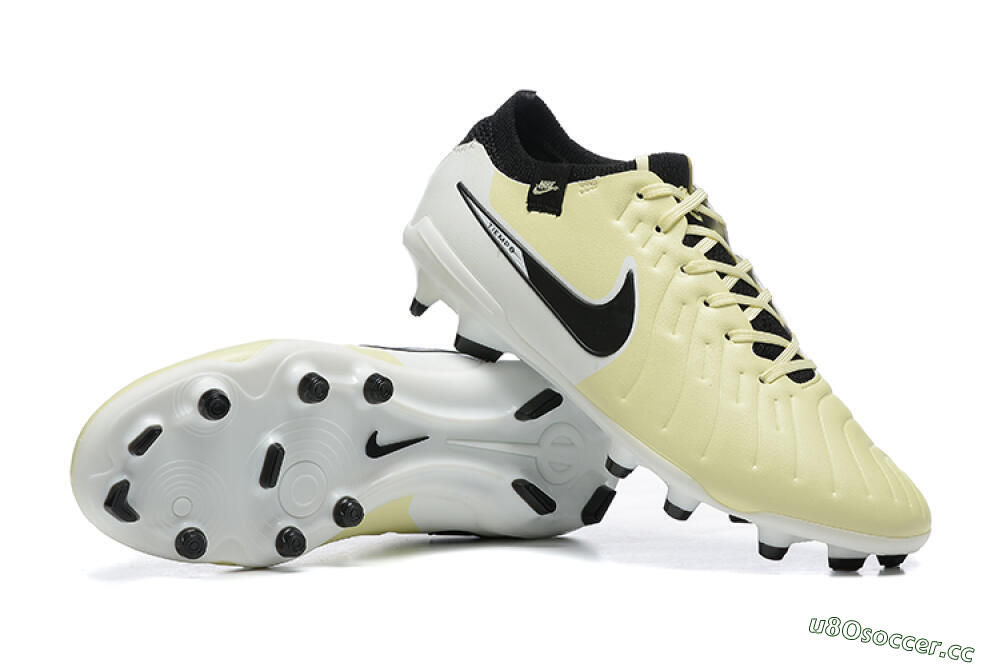 Men's Nike Tiempo Legend 10 Elite FG Firm Ground Low-Tops Football Boots - Beige/White/Black 4
