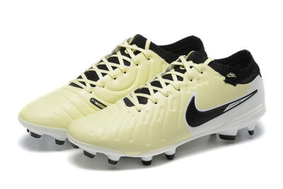 Men's Nike Tiempo Legend 10 Elite FG Firm Ground Low-Tops Football Boots - Beige/White/Black