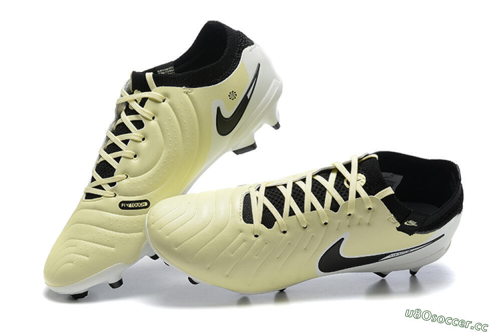 Men's Nike Tiempo Legend 10 Elite FG Firm Ground Low-Tops Football Boots - Beige/White/Black 6