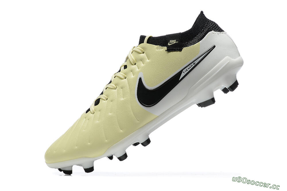 Men's Nike Tiempo Legend 10 Elite FG Firm Ground Low-Tops Football Boots - Beige/White/Black 8