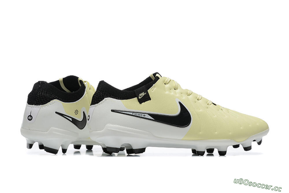 Men's Nike Tiempo Legend 10 Elite FG Firm Ground Low-Tops Football Boots - Beige/White/Black 9