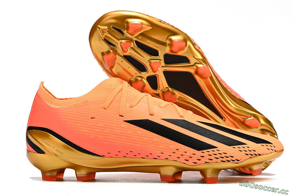 Men's Adidas X Speedportal .1 2022 World Cup Boots FG Firm Ground Low-Tops Football Boots - Orange/Black/Gold 2