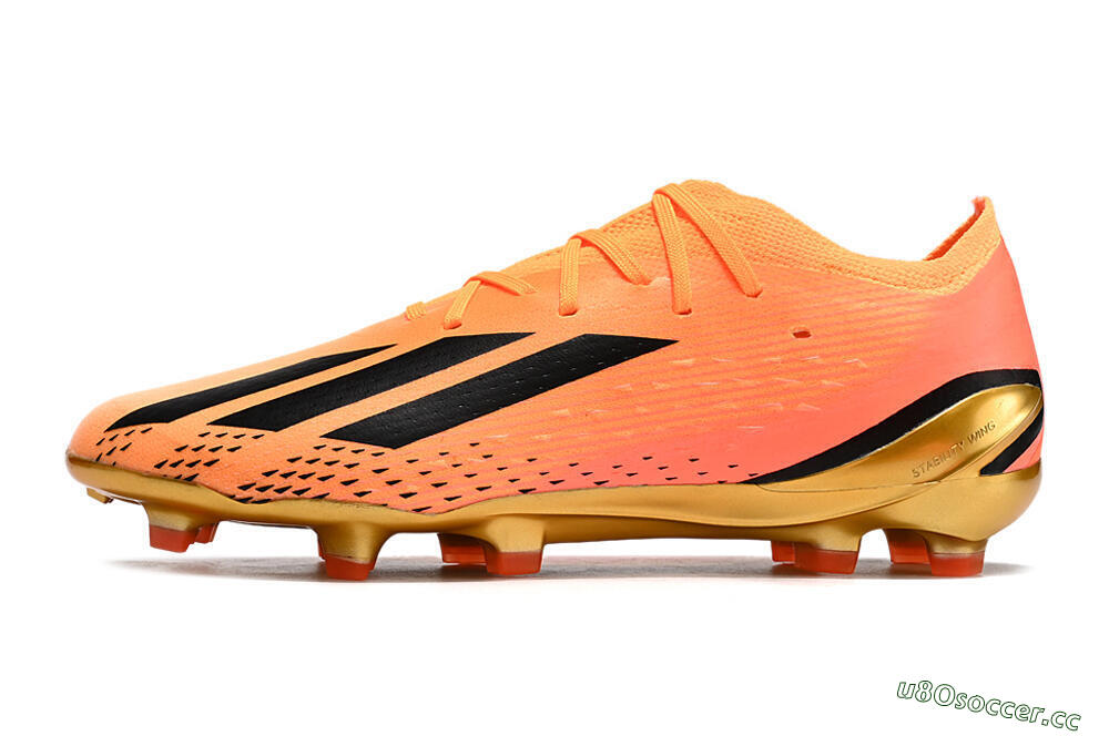 Men's Adidas X Speedportal .1 2022 World Cup Boots FG Firm Ground Low-Tops Football Boots - Orange/Black/Gold 0