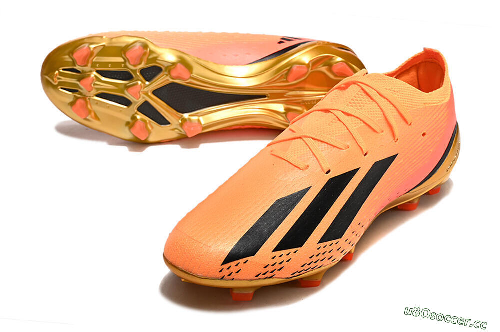 Men's Adidas X Speedportal .1 2022 World Cup Boots FG Firm Ground Low-Tops Football Boots - Orange/Black/Gold 3