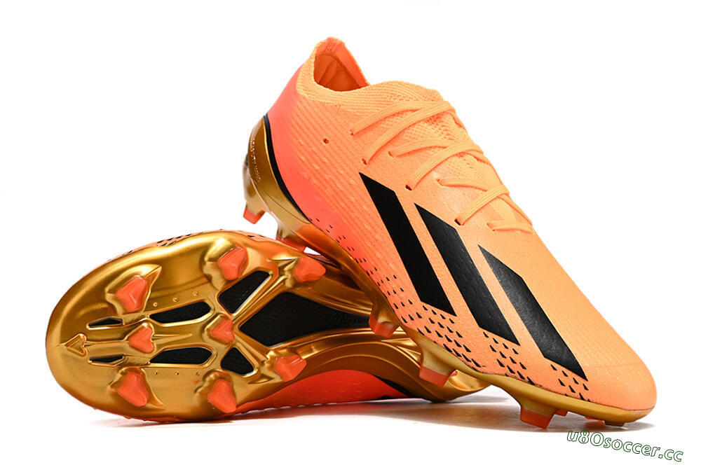 Men's Adidas X Speedportal .1 2022 World Cup Boots FG Firm Ground Low-Tops Football Boots - Orange/Black/Gold 4