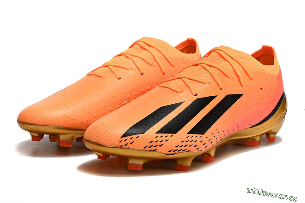 Men's Adidas X Speedportal .1 2022 World Cup Boots FG Firm Ground Low-Tops Football Boots - Orange/Black/Gold 5