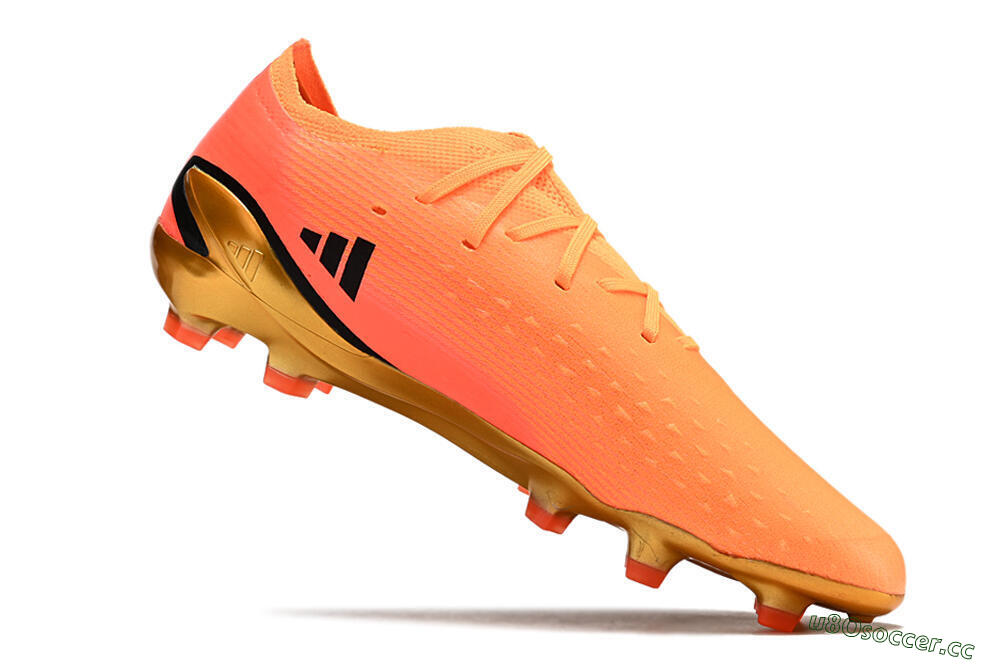 Men's Adidas X Speedportal .1 2022 World Cup Boots FG Firm Ground Low-Tops Football Boots - Orange/Black/Gold 7