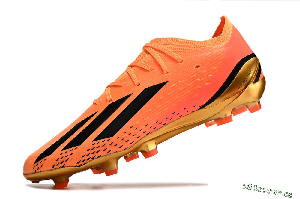 Men's Adidas X Speedportal .1 2022 World Cup Boots FG Firm Ground Low-Tops Football Boots - Orange/Black/Gold 8