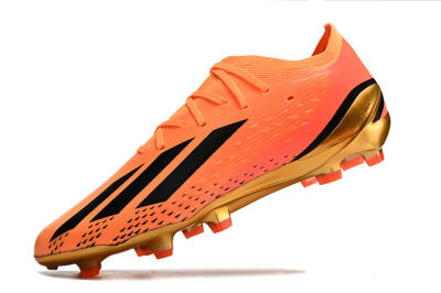 Men's Adidas X Speedportal .1 2022 World Cup Boots FG Firm Ground Low-Tops Football Boots - Orange/Black/Gold