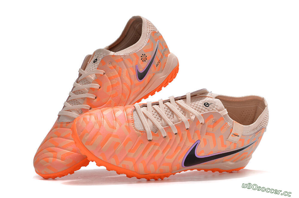 Unisex Nike Tiempo Legend 10 Elite TF Artificial Turf Low-Tops Football Shoes - Orange/White/Black 5