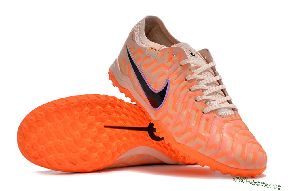 Unisex Nike Tiempo Legend 10 Elite TF Artificial Turf Low-Tops Football Shoes - Orange/White/Black 4
