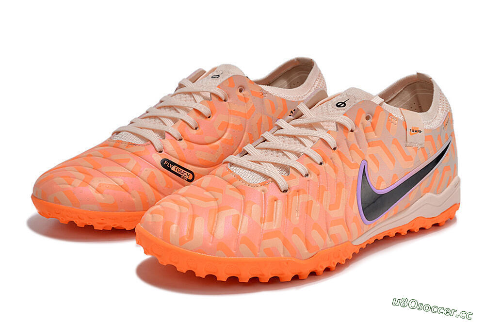 Unisex Nike Tiempo Legend 10 Elite TF Artificial Turf Low-Tops Football Shoes - Orange/White/Black 9