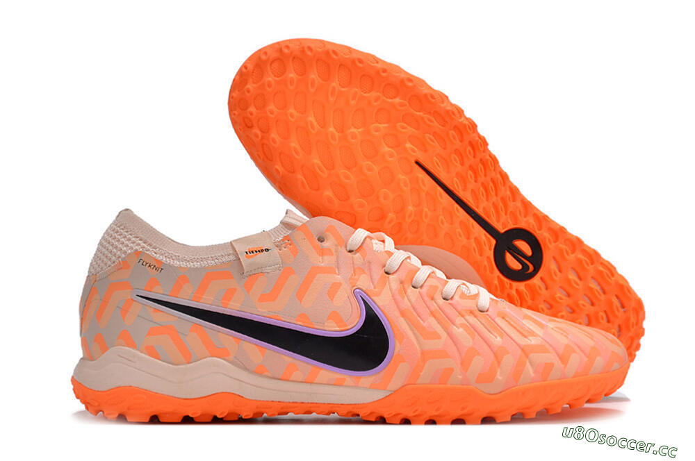 Unisex Nike Tiempo Legend 10 Elite TF Artificial Turf Low-Tops Football Shoes - Orange/White/Black 2
