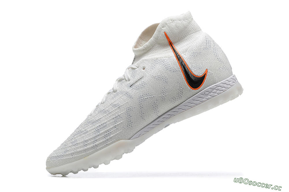 Men's Nike Phantom GX DF Elite TF Artificial Turf High-Tops Football Shoes - White/Black/Orange 7