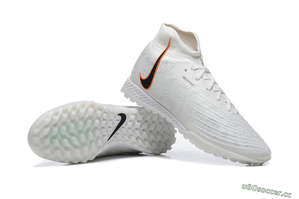 Men's Nike Phantom GX DF Elite TF Artificial Turf High-Tops Football Shoes - White/Black/Orange 4