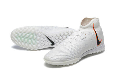 Men's Nike Phantom GX DF Elite TF Artificial Turf High-Tops Football Shoes - White/Black/Orange