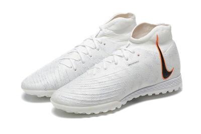 Men's Nike Phantom GX DF Elite TF Artificial Turf High-Tops Football Shoes - White/Black/Orange