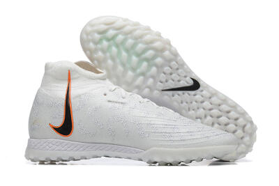 Men's Nike Phantom GX DF Elite TF Artificial Turf High-Tops Football Shoes - White/Black/Orange