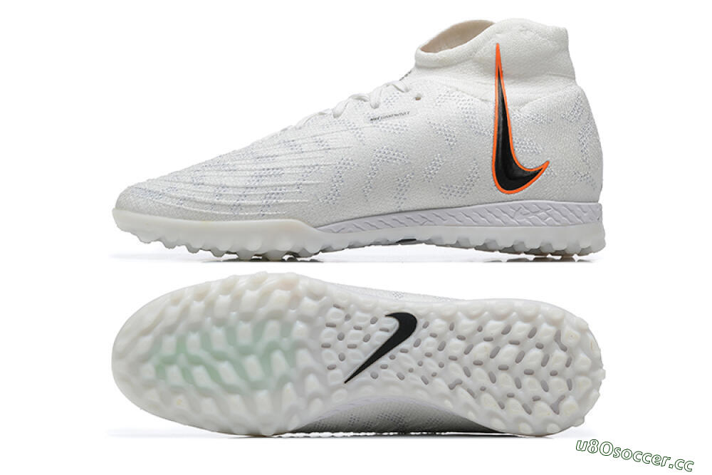 Men's Nike Phantom GX DF Elite TF Artificial Turf High-Tops Football Shoes - White/Black/Orange 1