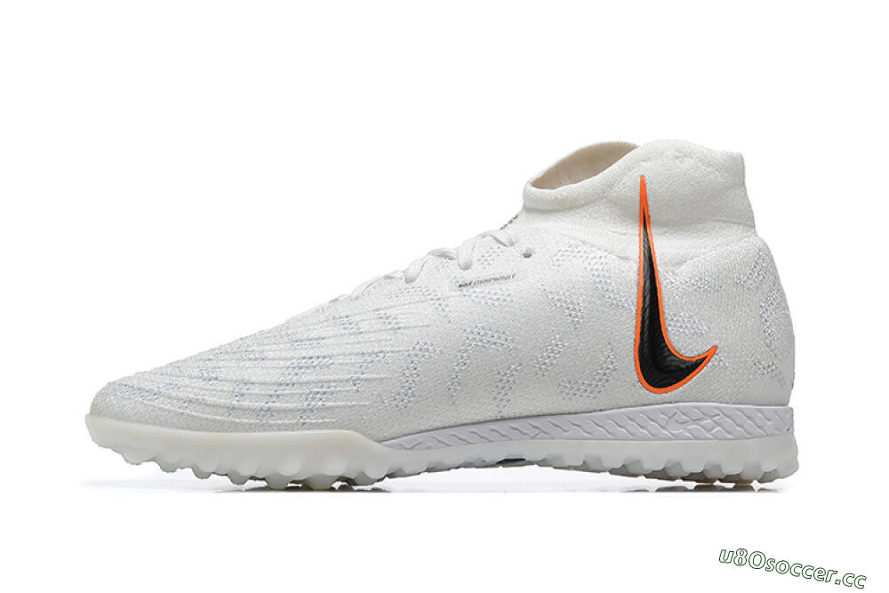 Men's Nike Phantom GX DF Elite TF Artificial Turf High-Tops Football Shoes - White/Black/Orange 0